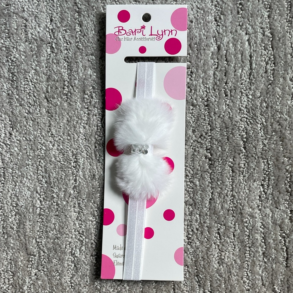 Bari Lynn baby headband, white & rhinestones NWT